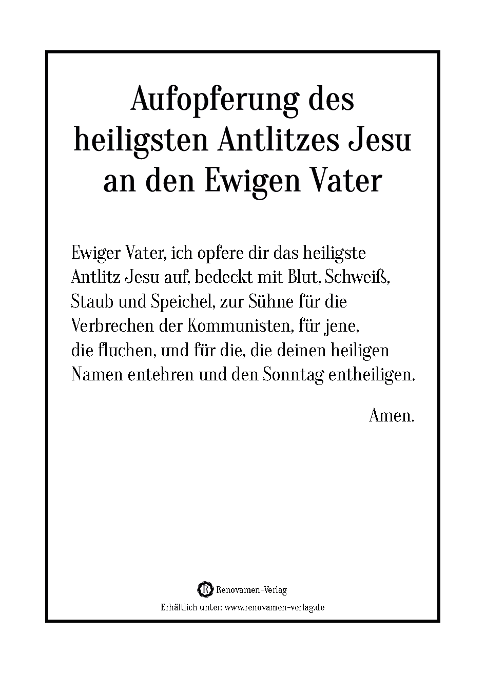 Andachtsbildchen »Antlitz Jesu«